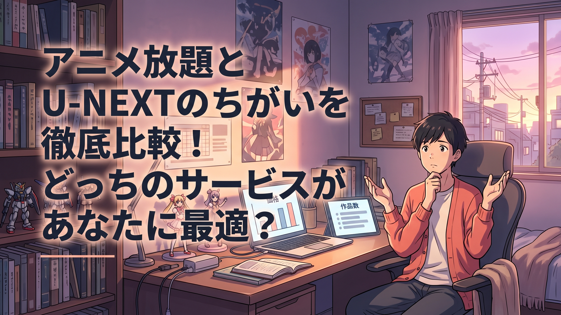 アニメ放題とU-NEXTの料金や作品数を比較するアニメファン