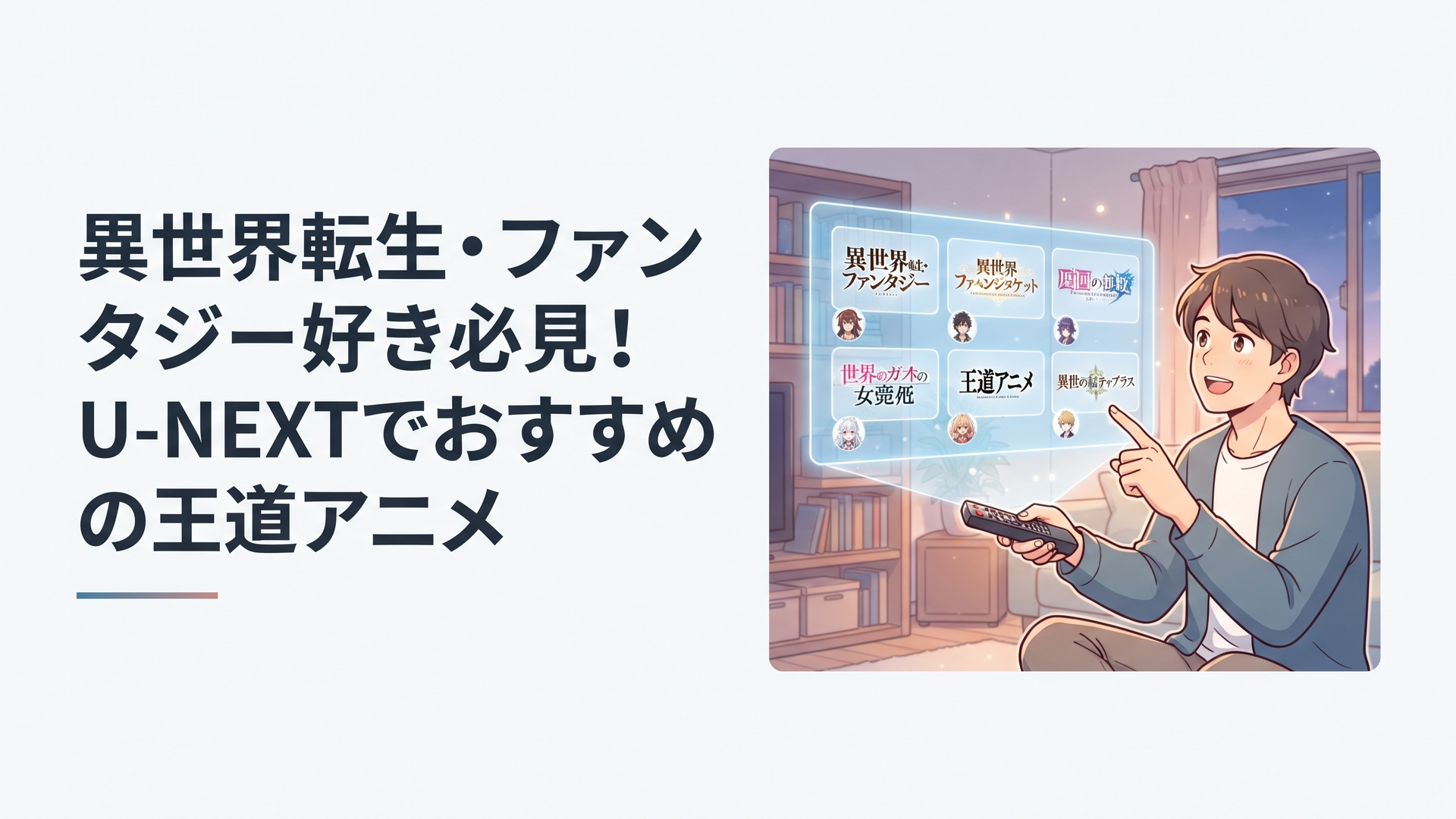 U-NEXTで見放題の七つの異世界アニメから好みの一本を選ぶ視聴者